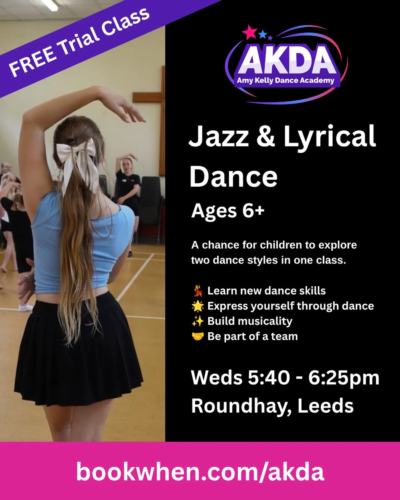 Does your child love making up their own dance routines? 💃

Are they always dancing around the kitchen, putting on a performance or expressing themselves through music? 🎶✨

Then our Jazz &amp; Lyrical class could be the perfect fit for them! 💜

In