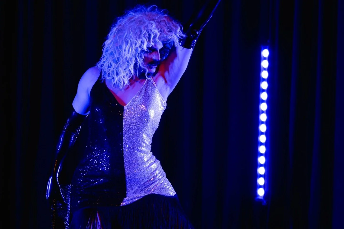 A drag performer in the PumpHouse theatre