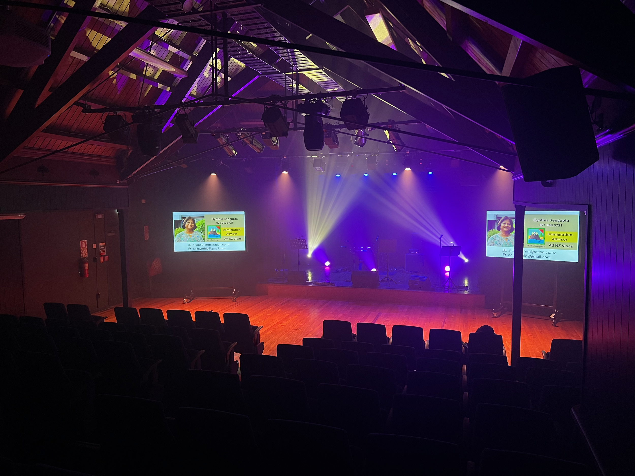 UXBRIDGE Theatre under stage lights and haze