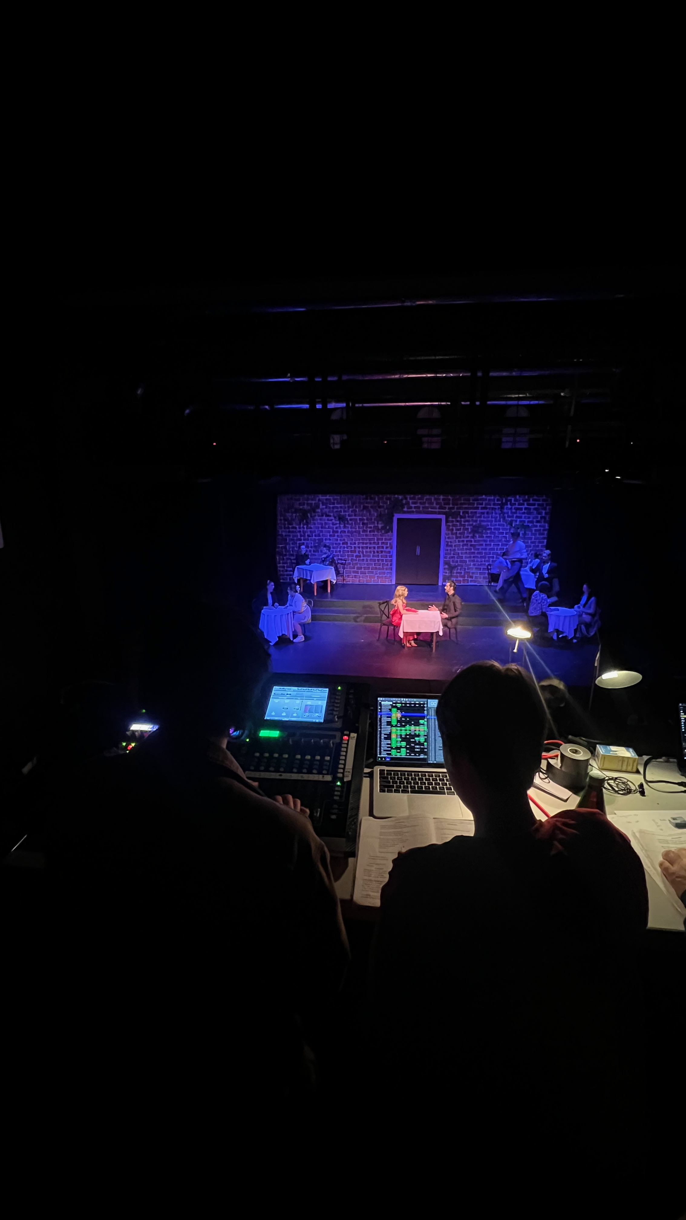 A photo behind the sound desk at Manukau Performing Arts during a show of Legally Blonde