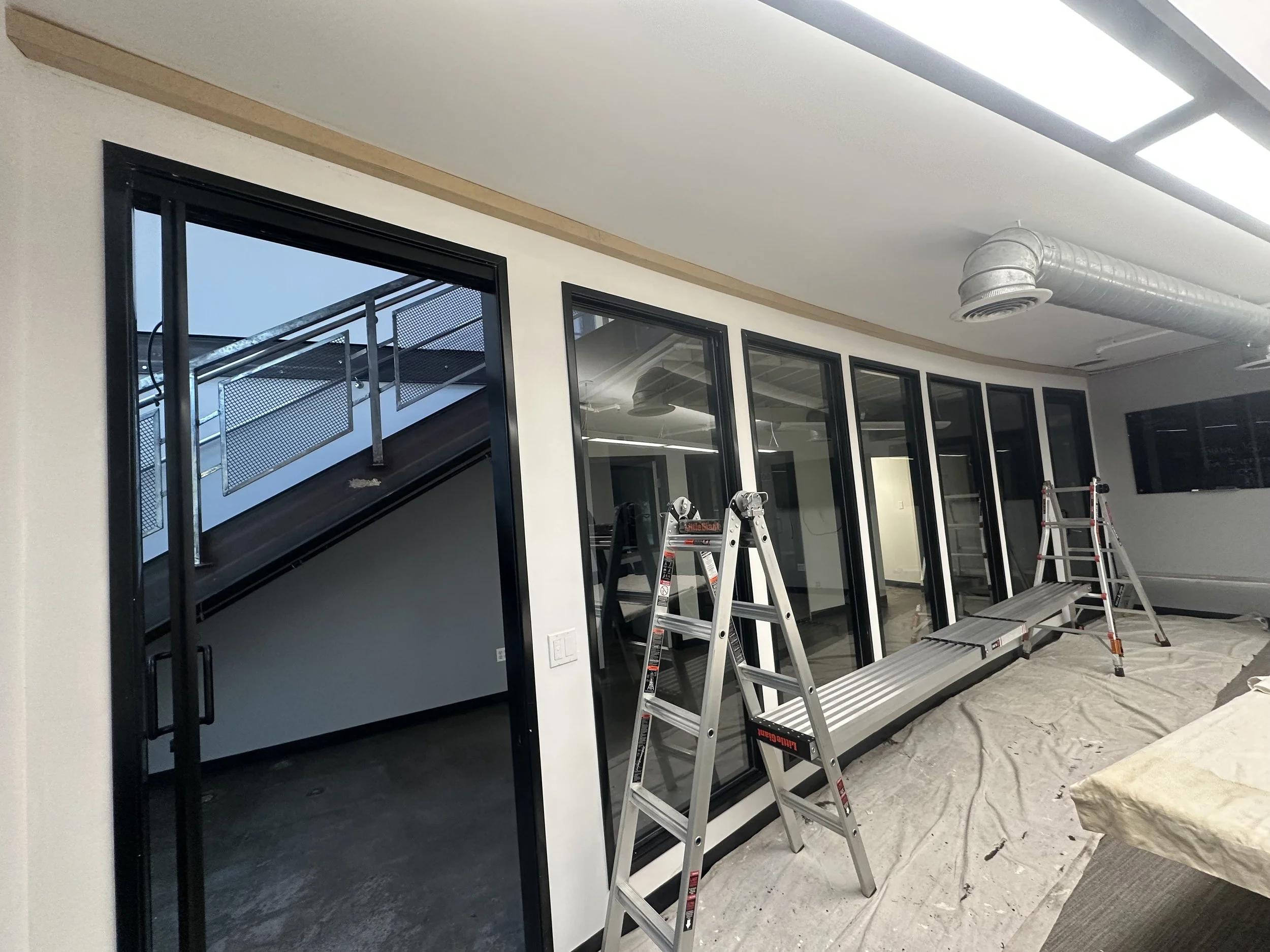 Handyman small project for commercial space and commercial maintenance-window office trim project