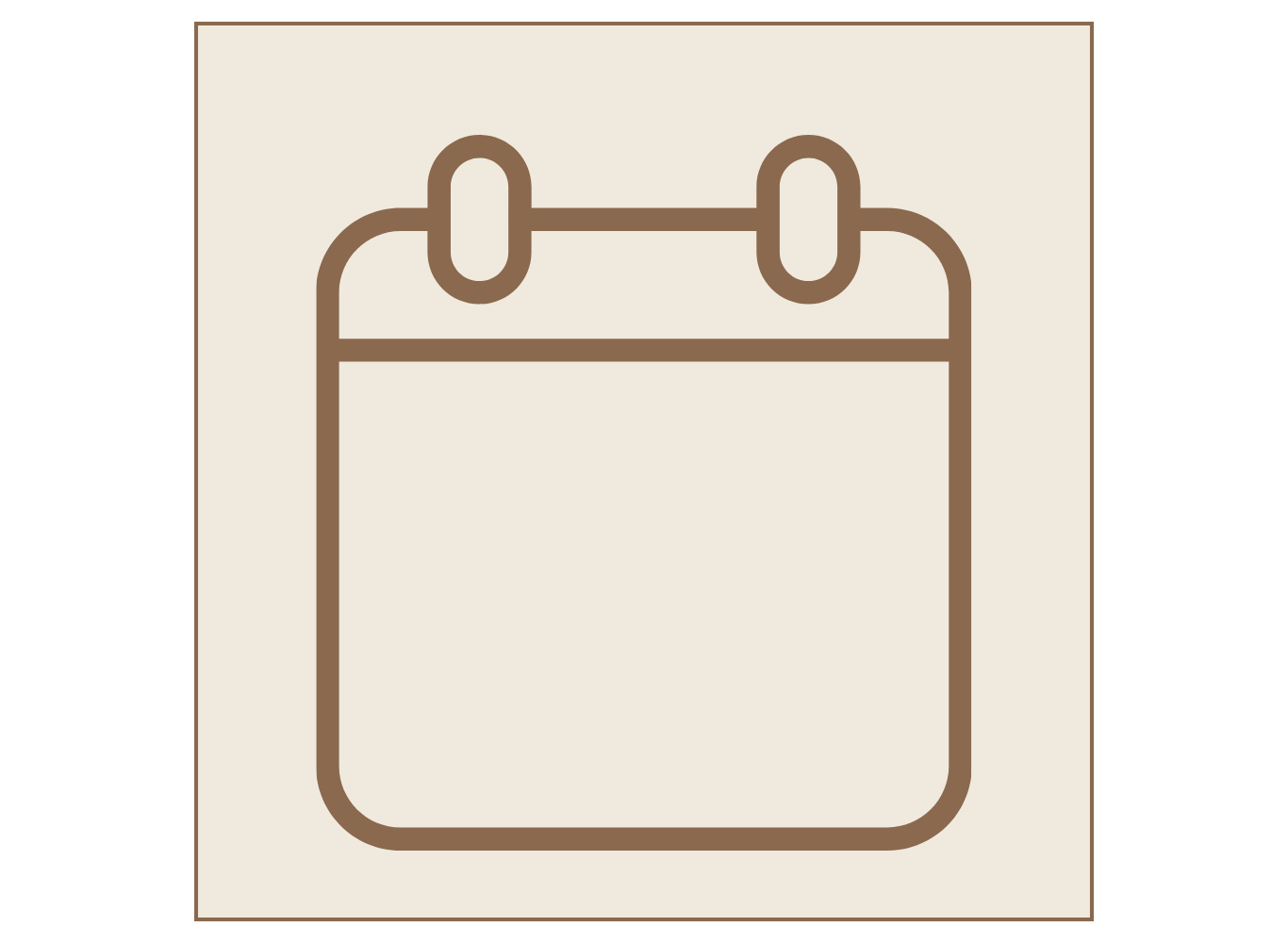 Outline drawing of a backpack with shoulder straps on a beige background.