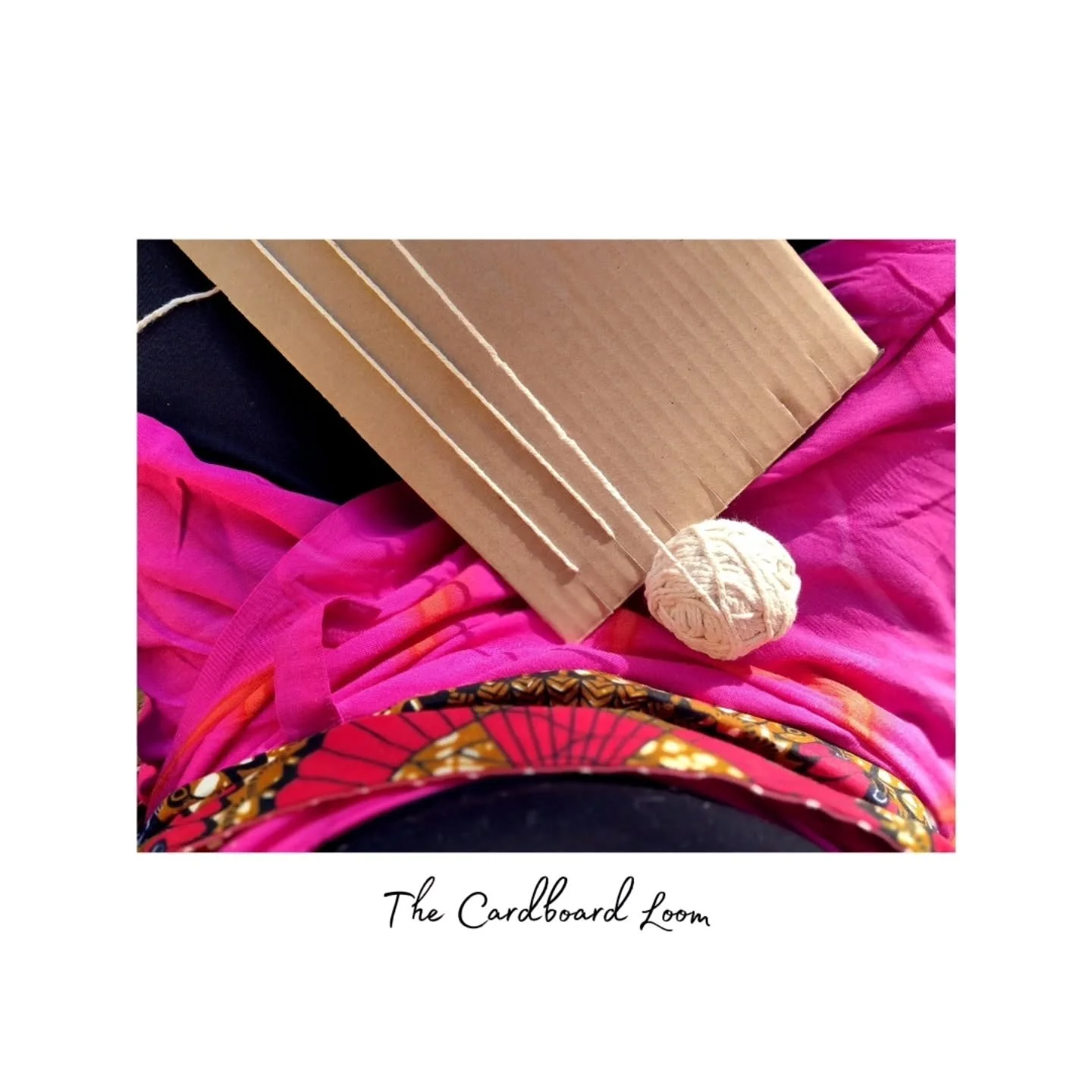Spring Nature Weaving for Kids 🌸

The Cardboard Loom was born on a peaceful afternoon shared between a mother and her children. Later, it was shared with children from the community, among colourful threads, petals scattered across the table, and sm
