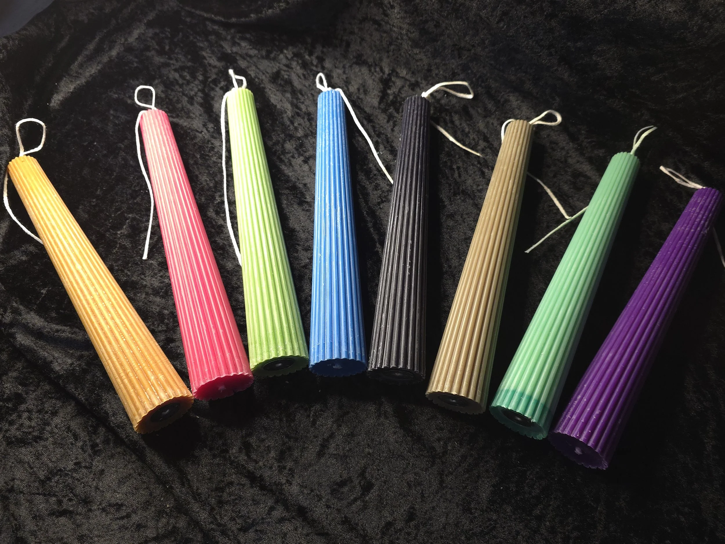 Vibrant Ribbed Taper Candles