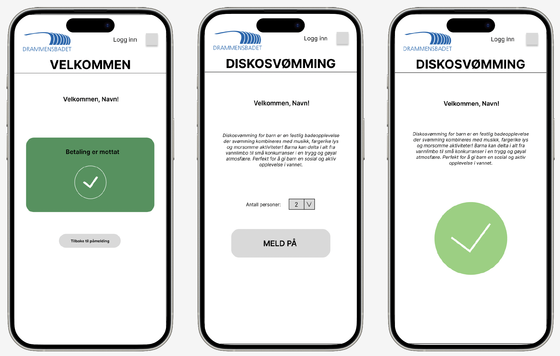 Nytt medlem → Innlogget → Melde seg på aktivitet