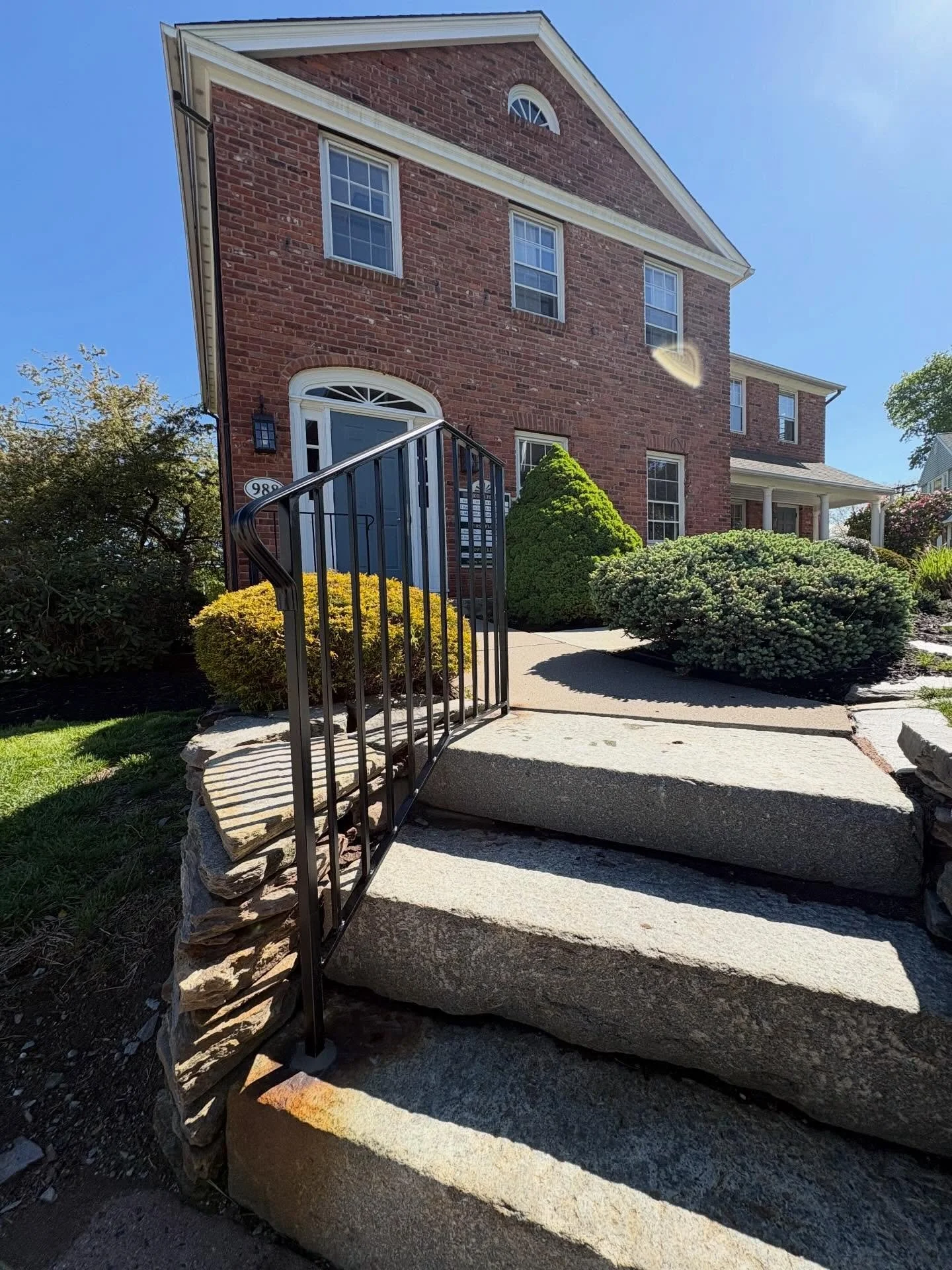 Built to last. Designed to elevate.
This custom railing adds the perfect finishing touch &mdash; clean, durable, and built to complement the natural stonework beautifully. 🔨🖤

Ready to upgrade your curb appeal? Let&rsquo;s build something solid. #C