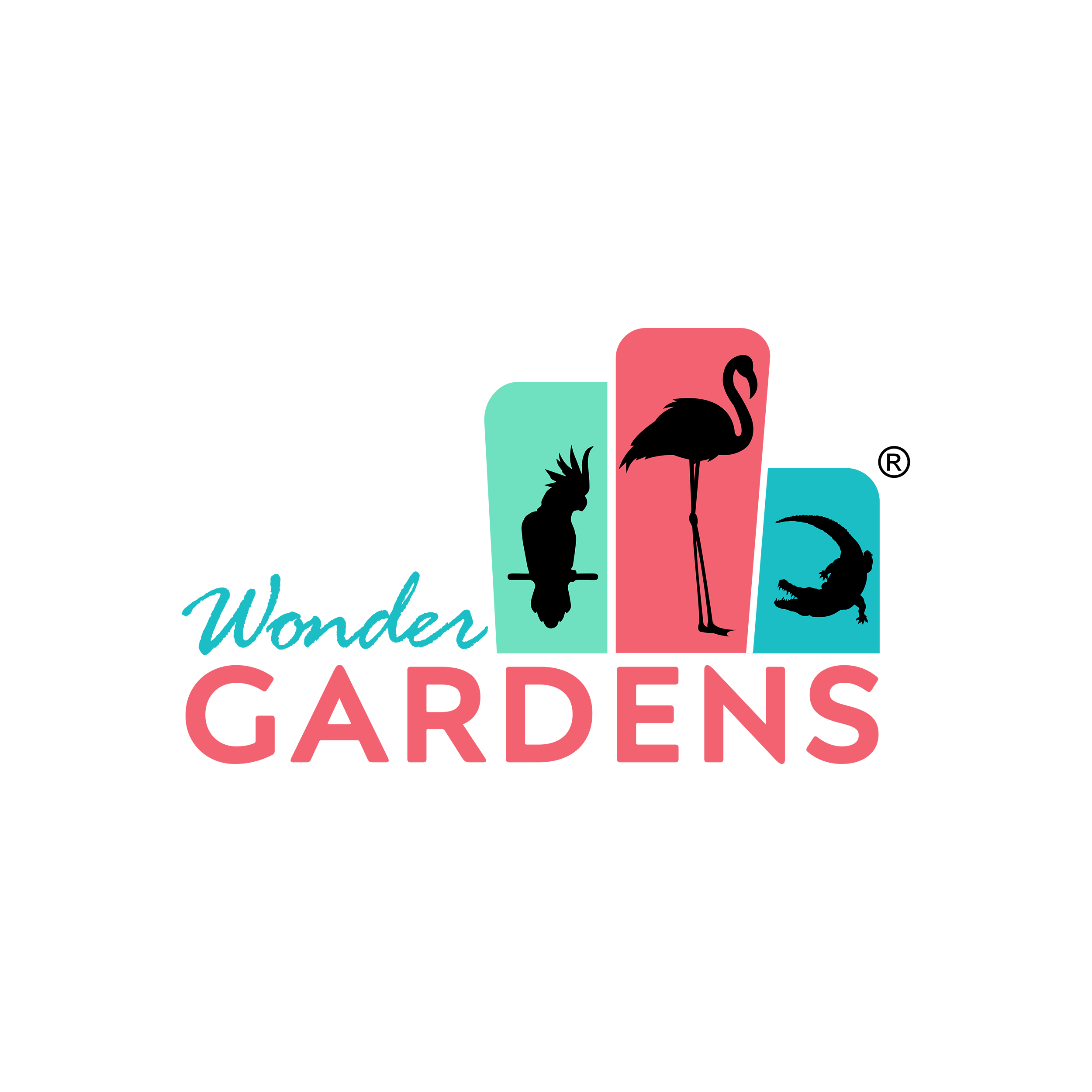Content for SEO about a garden or environment-themed graphic with colorful vertical bars, silhouettes of animals and plants, and cursive text reading 'Wonders of Gardens'.