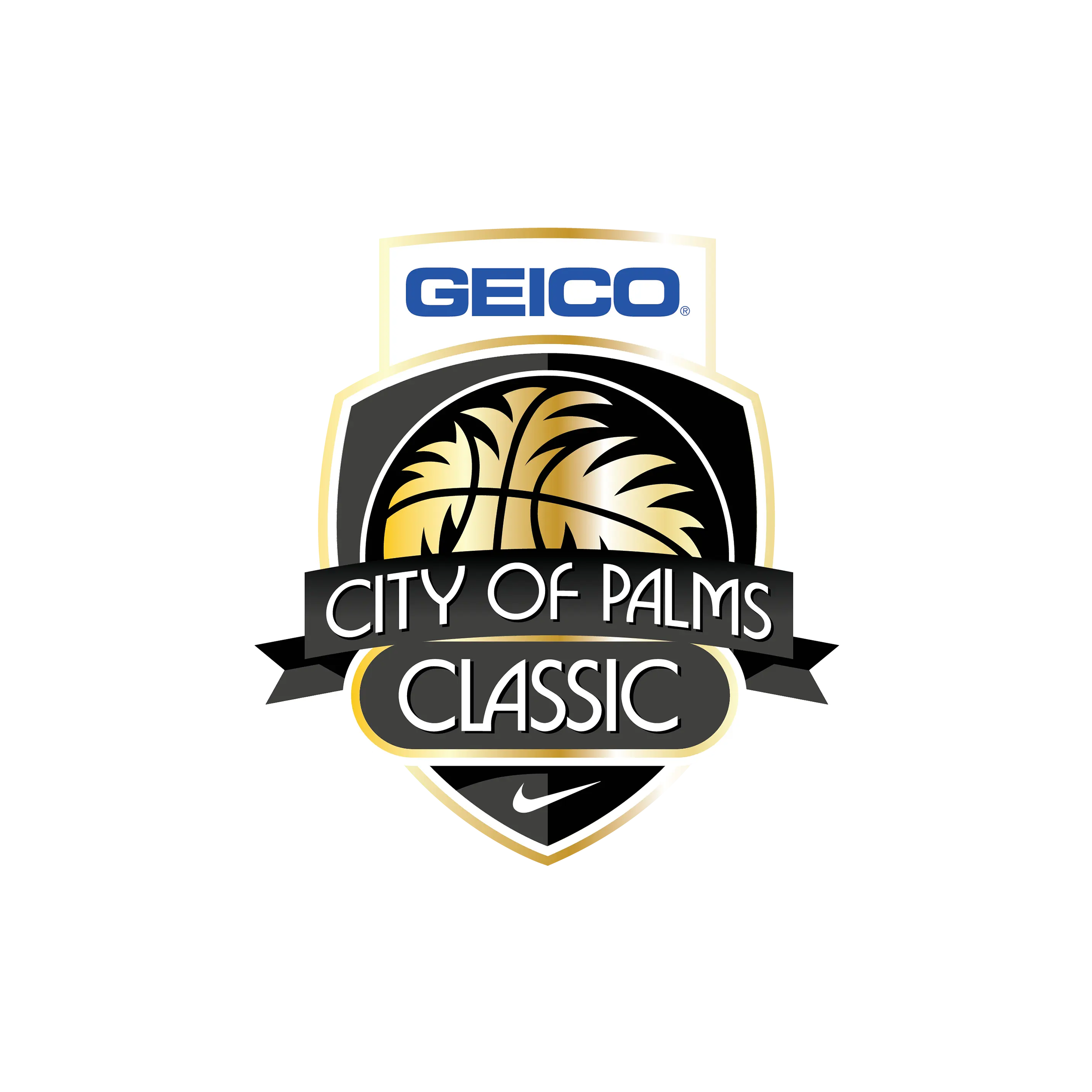 Logo of the City of Palm Springs Classic with a black and gold emblem and the GEICO sponsor banner at the top.