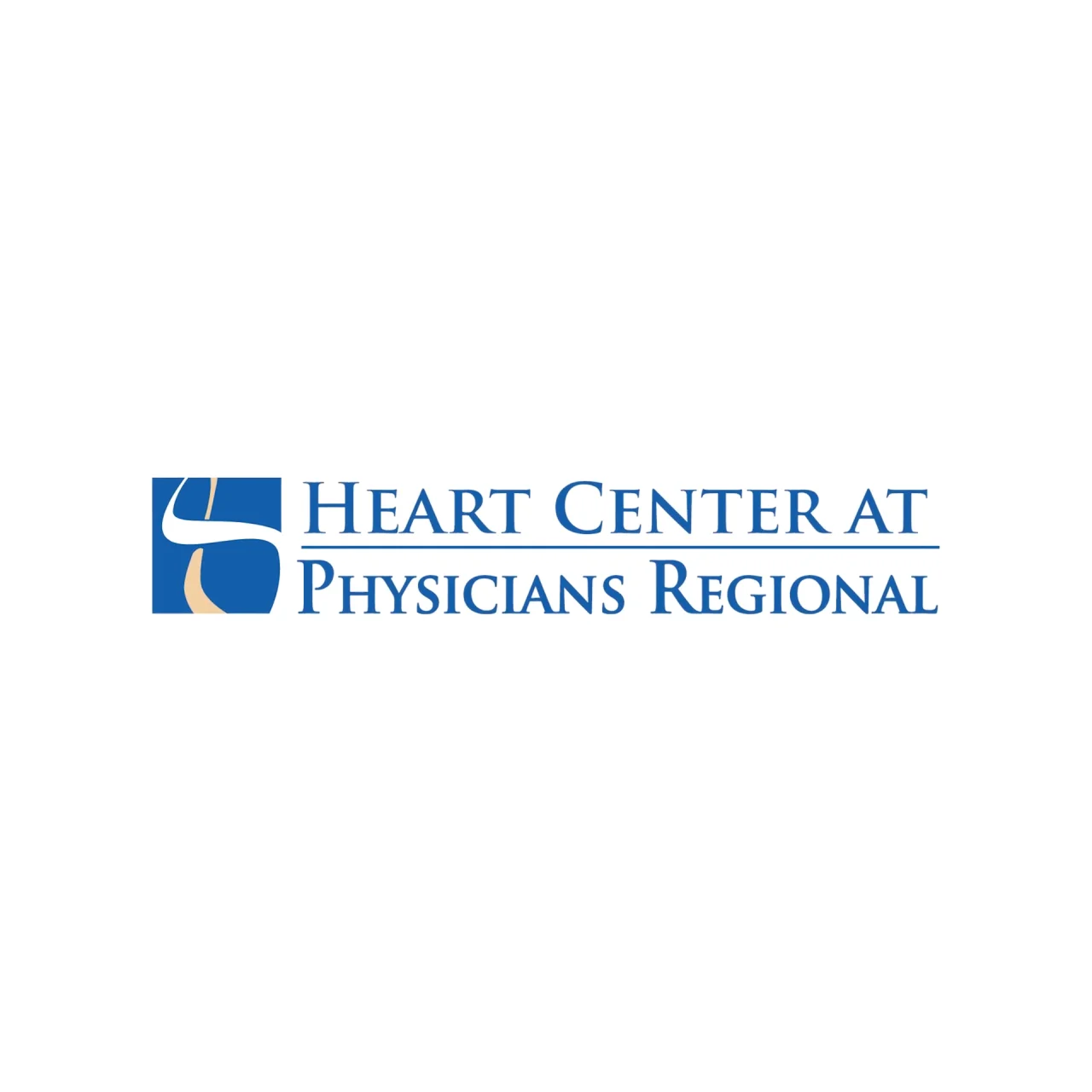 The logo of Heart Center at Physicians Regional, featuring a blue and white color scheme with a stylized heart design.