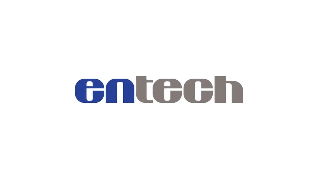 Enttech logo with stylized lowercase letters, 'ent' in blue and 'tech' in gray, on a white background.