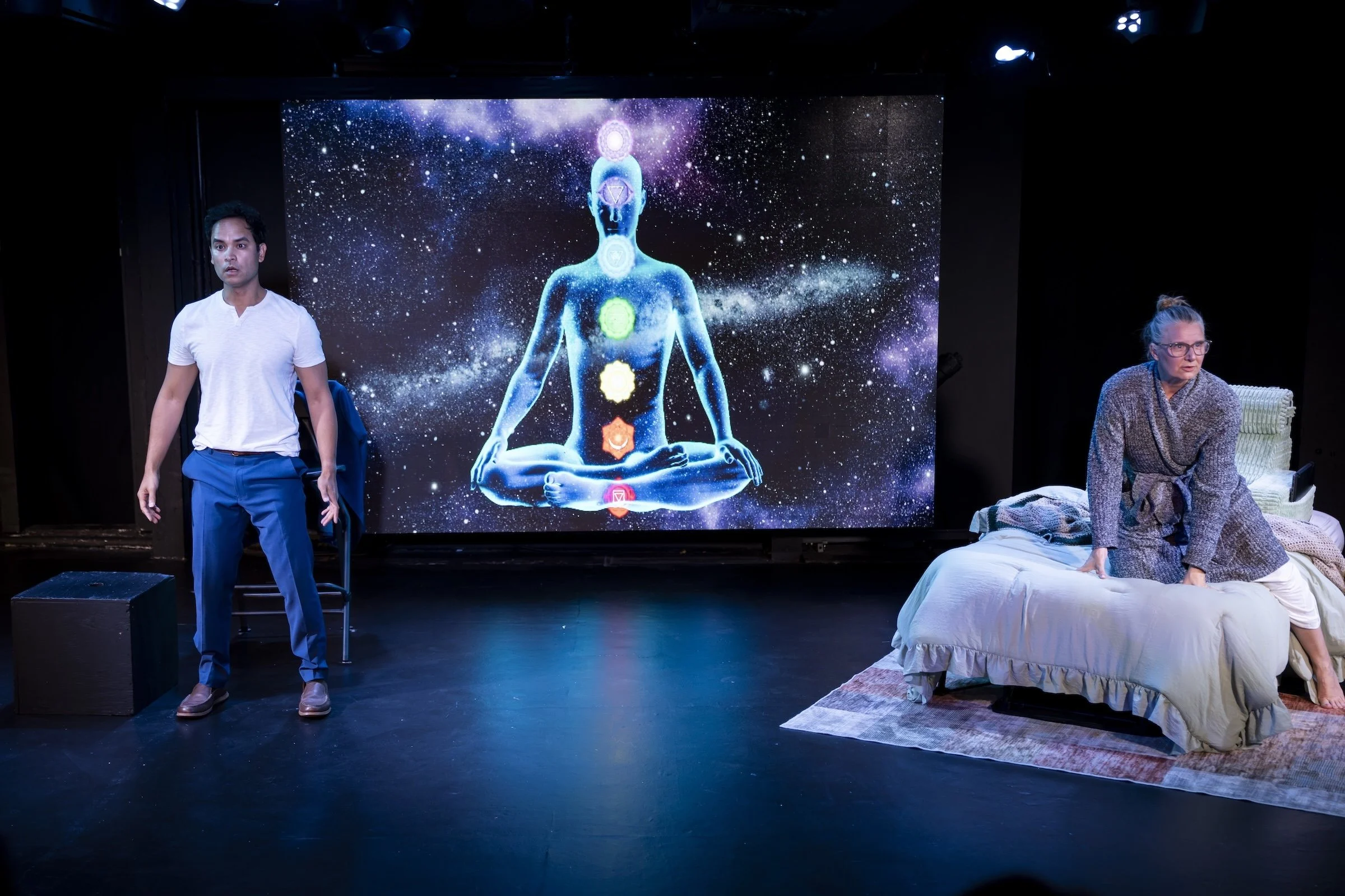 SJ Hodges and Ramón de Ocampo perform a pivotal scene from Already Here during the Los Angeles production.
