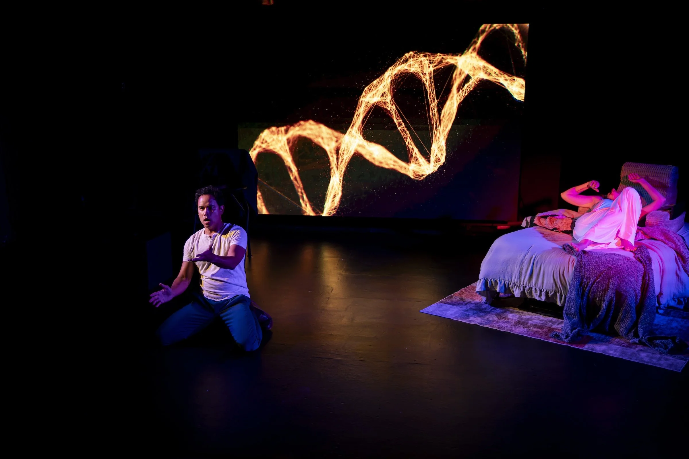 SJ Hodges and Ramón de Ocampo perform a pivotal scene from Already Here during the Los Angeles production.