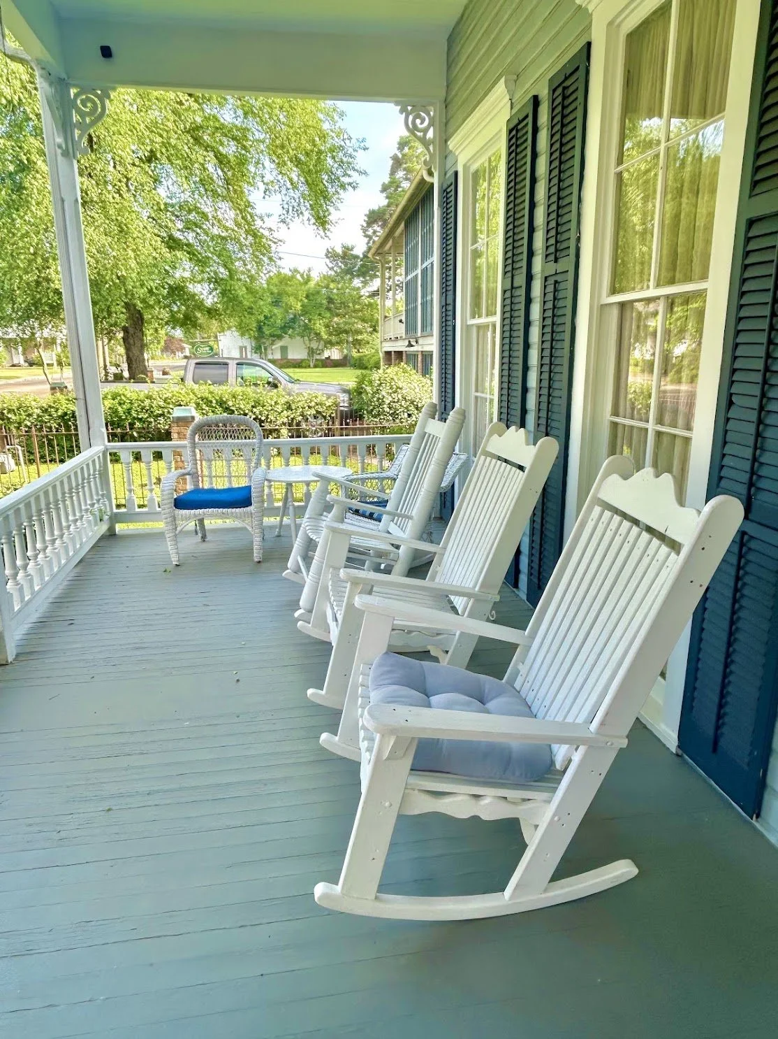  a cozy southern porch during the summer in Natchitoches, Louisiana 