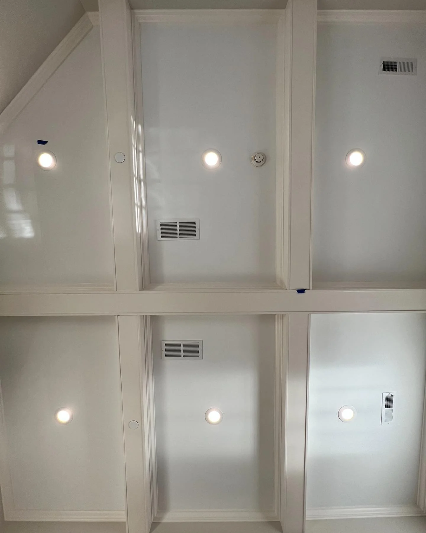 Coffered ceiling added to conceal a wet pipe sprinkler system; furthermore, adding depth and detail to this sunny conference room.

Proudly built by Del Val.

&bull; &bull; &bull; &bull; &bull; 

#remodel #renovation #homeimprovement #contractor #des