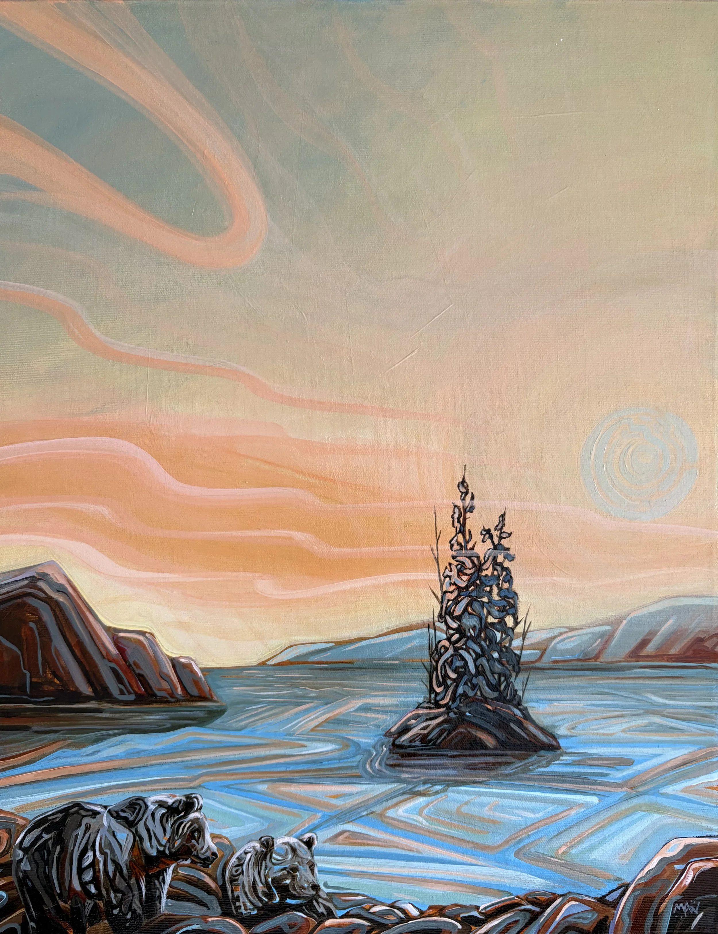 Winter Bears 2024 Acrylic on canvas, 20x16 inches 