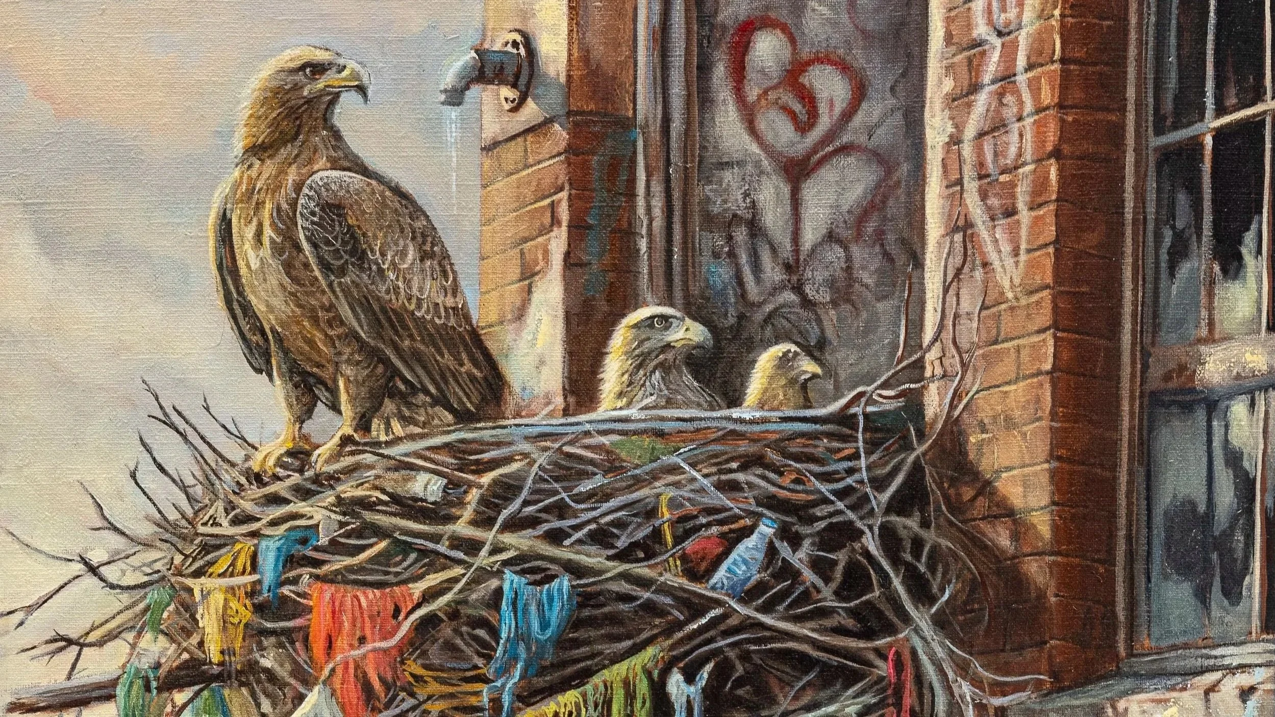 Urban Feathers_oil on linen 24 x 18 2035 marlessa wesolowski