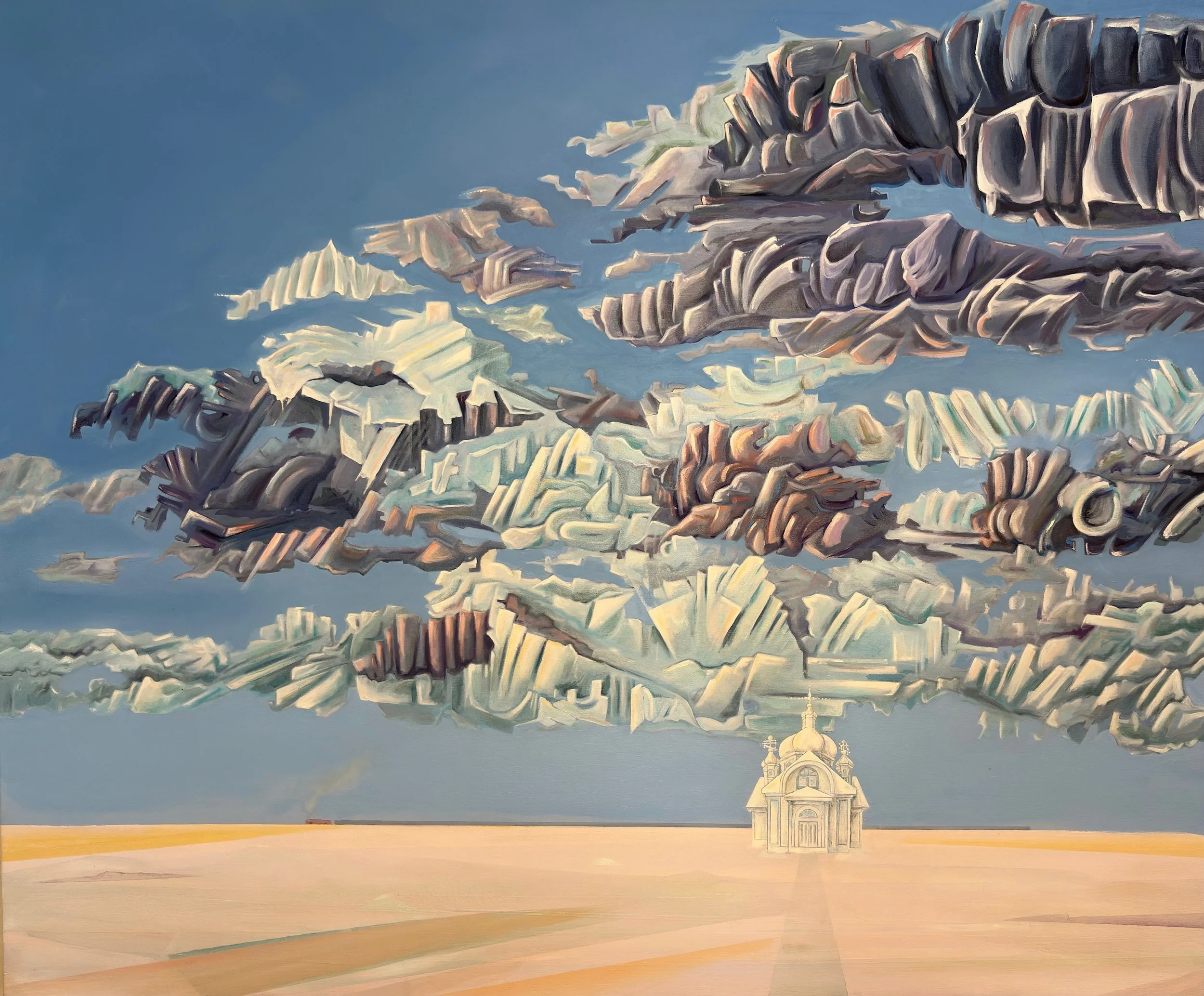 Detail: Somewhere Between Here and Heaven 2018 Oil on canvas, 40x48 inches (1 of 2)