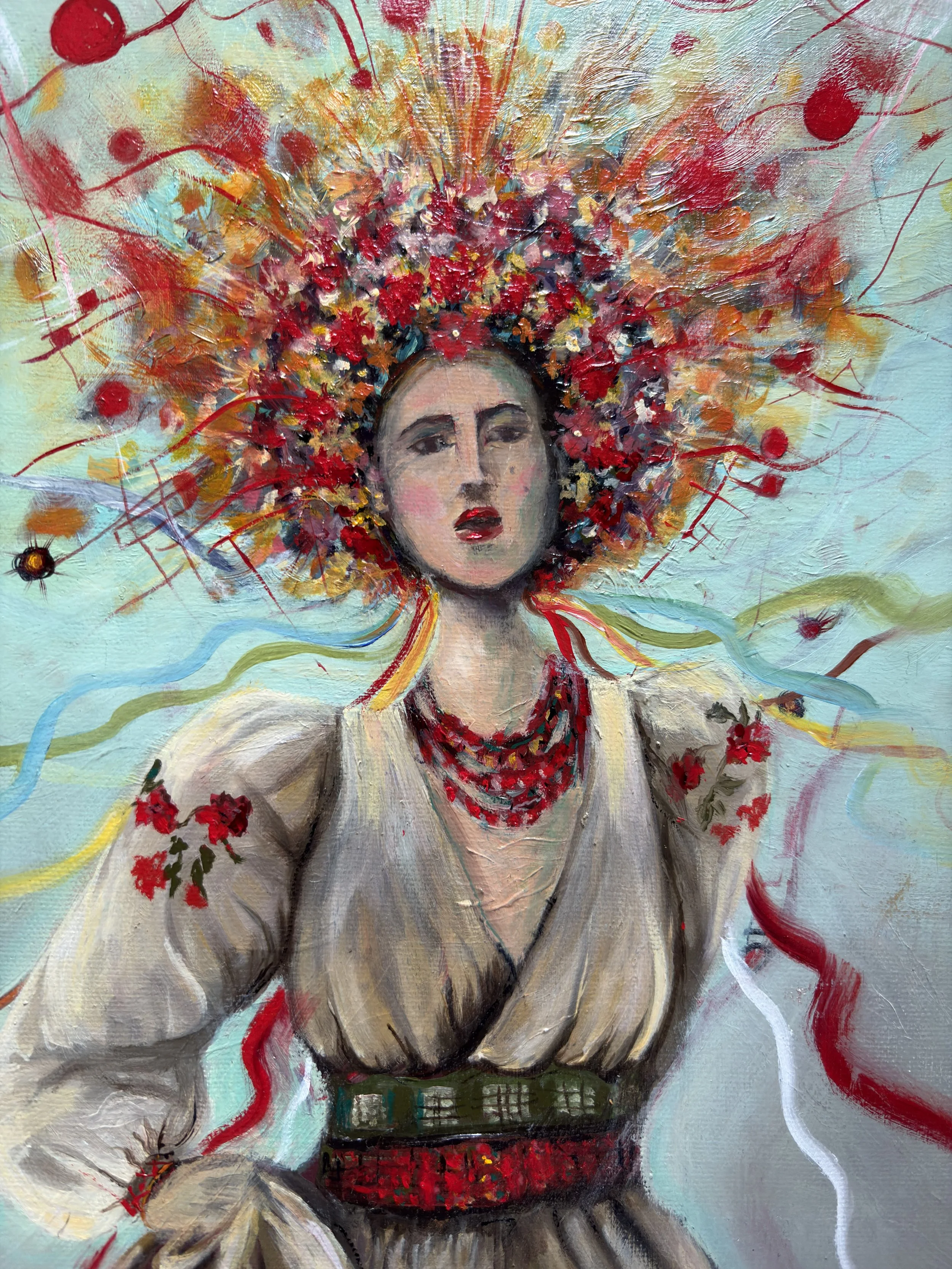 Detail: Weaver of Dreams 2022 Oil on canvas, 30x24 inches
