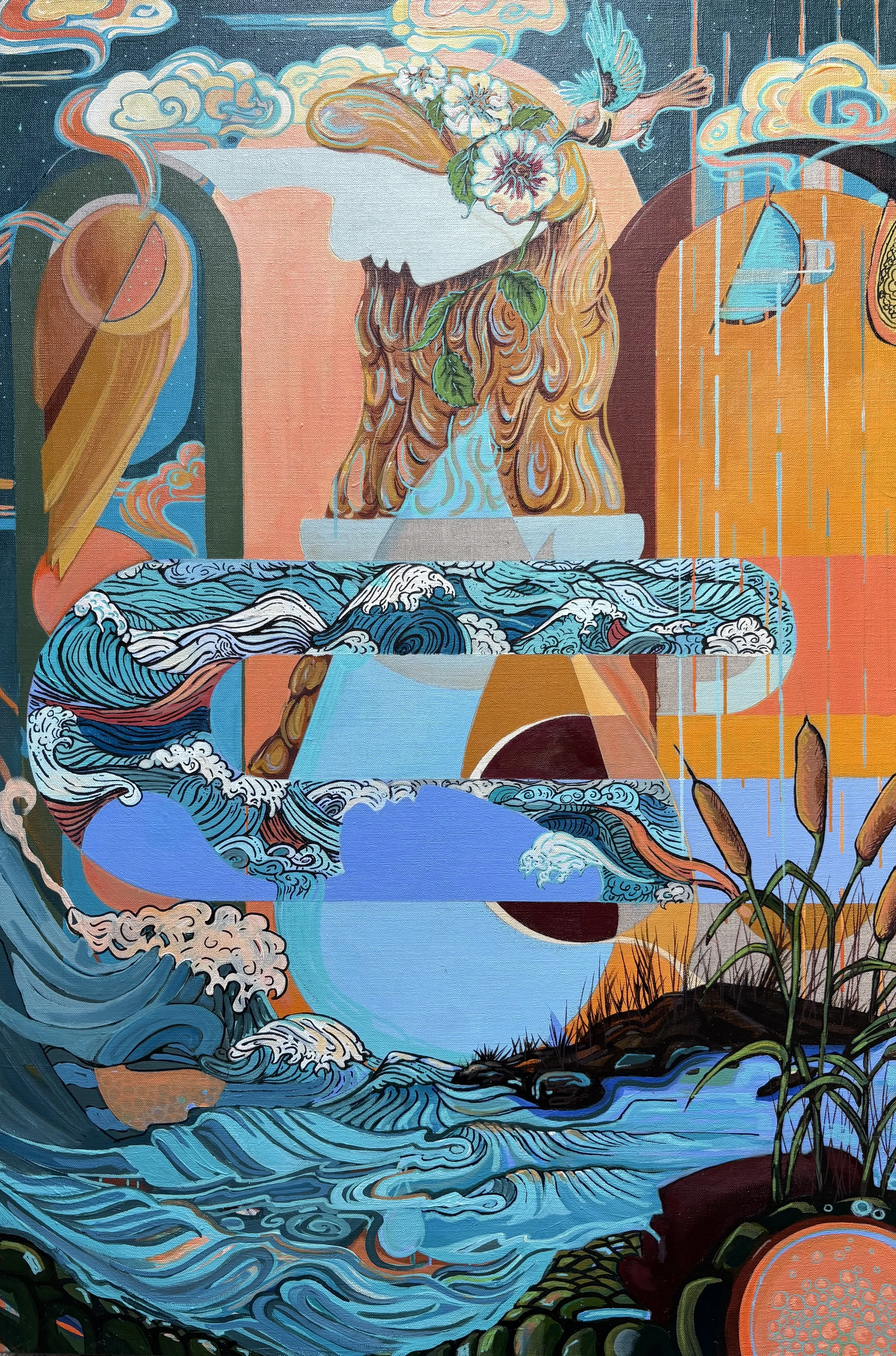 Mother Water 2025 Acrylic on linen on canvas, 38x24 inches