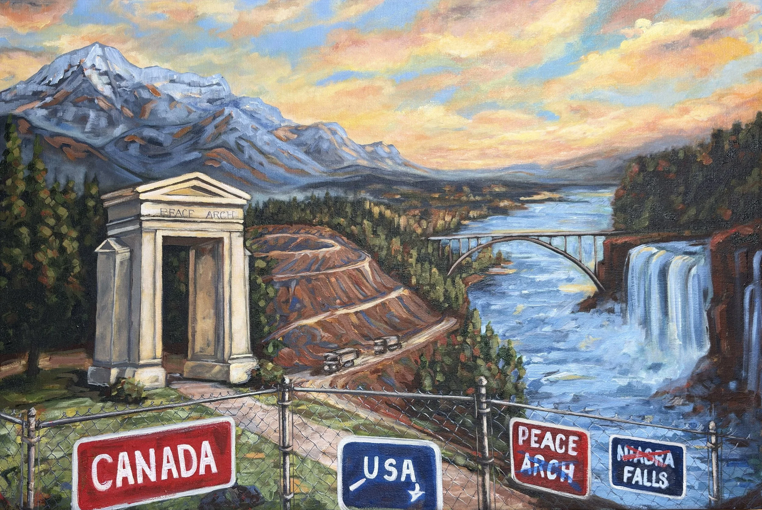 Peace Falls 2025 Acrylic on linen, 24x48 inches