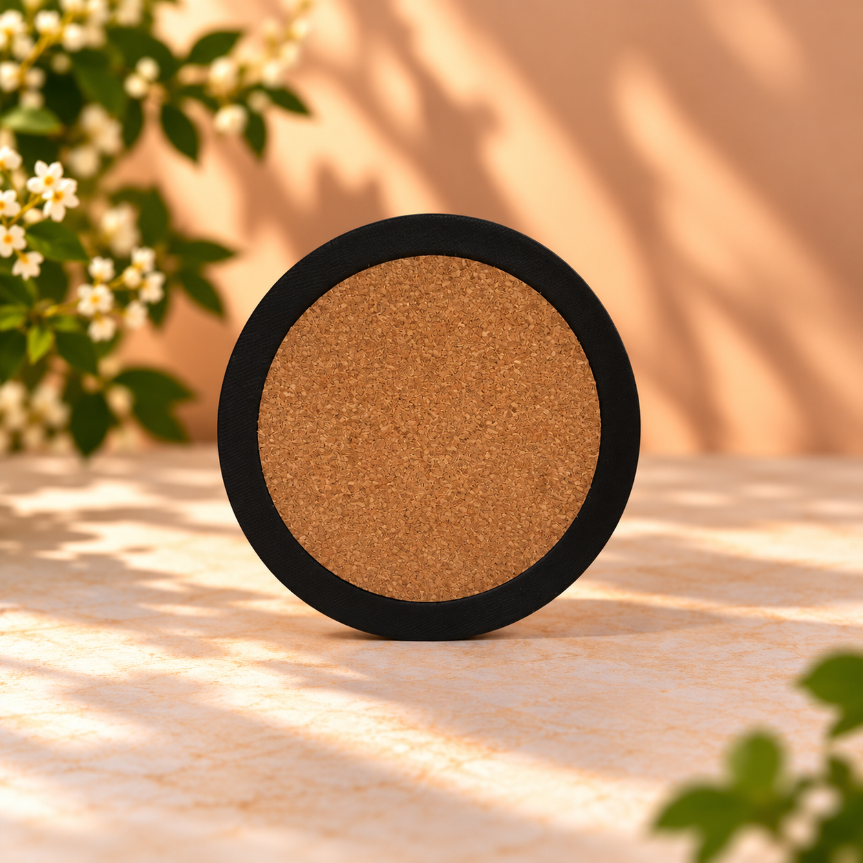 Sunlit Cork Coaster Still Life.png