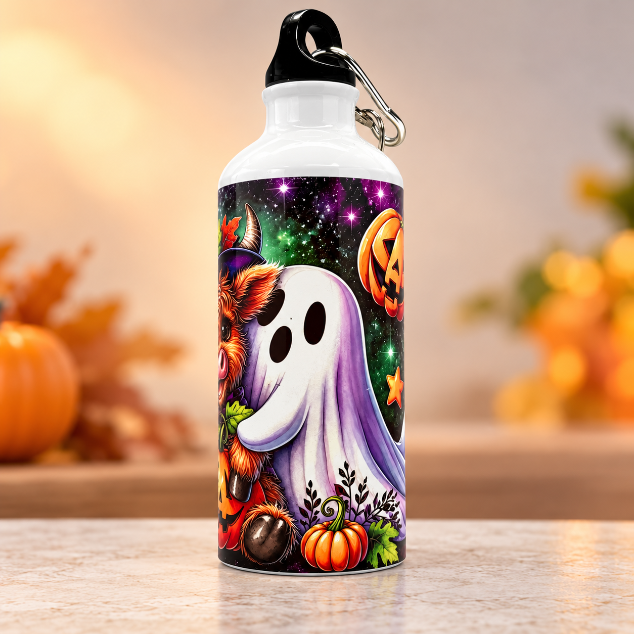 Cosmic Ghosts Halloween Water Bottle.png