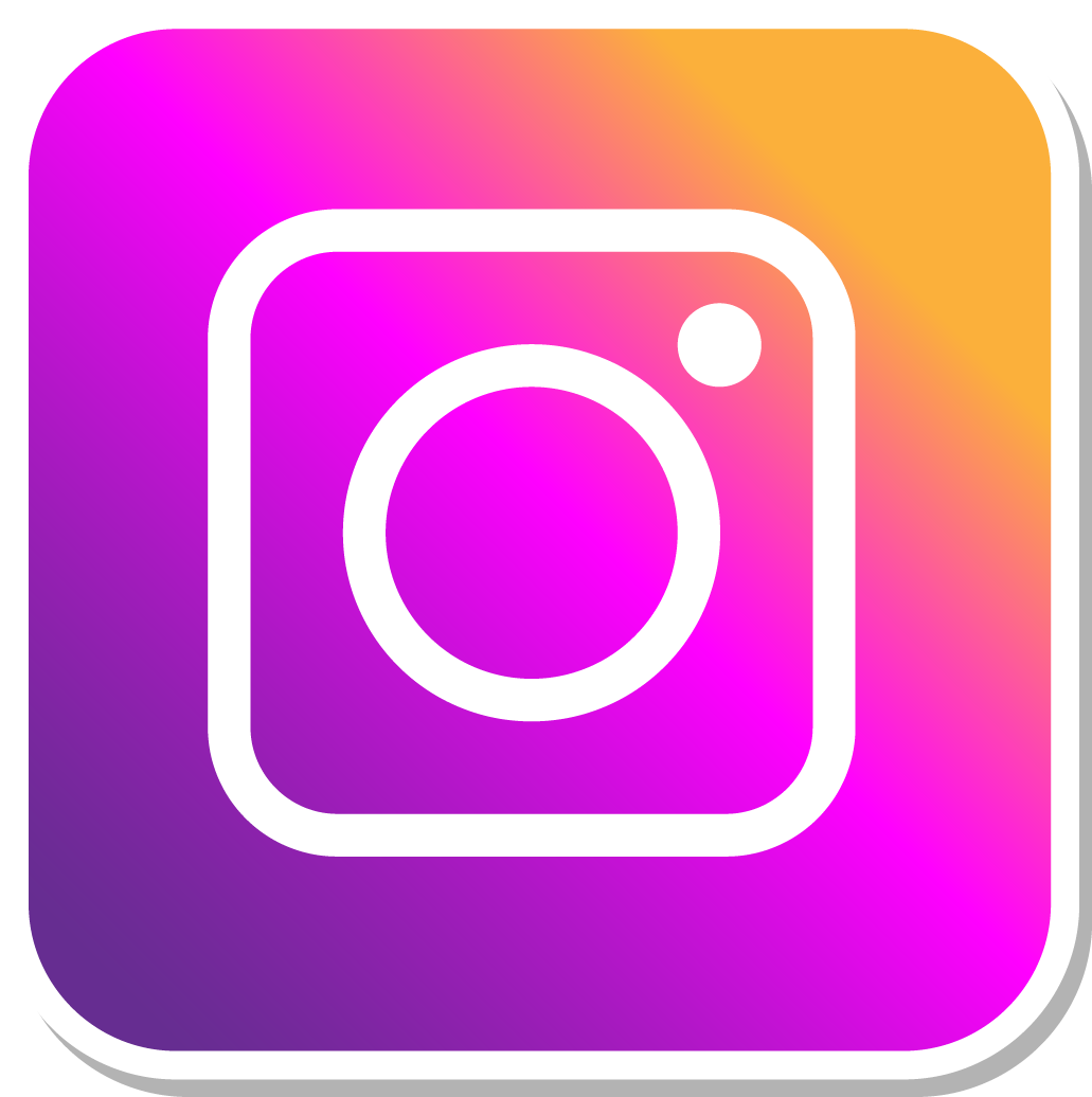 Instagram logo with gradient background of pink, purple, orange, and yellow.