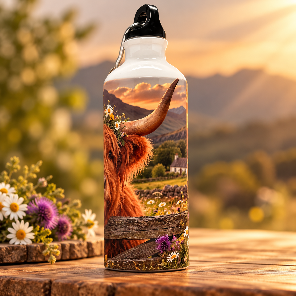 Highland Cow Sunset Water Bottle (1).png
