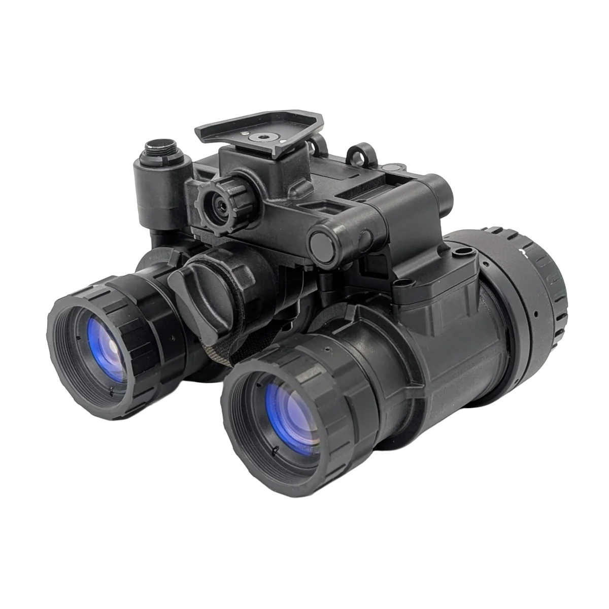 Night vision goggles with dual lenses and adjustable focus.