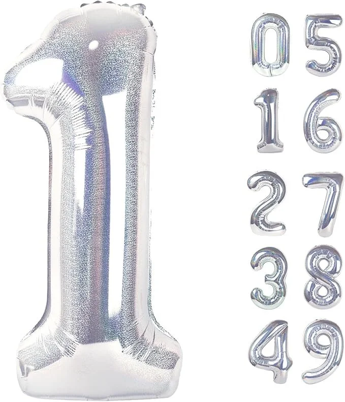 36 in. Silver Helium Number