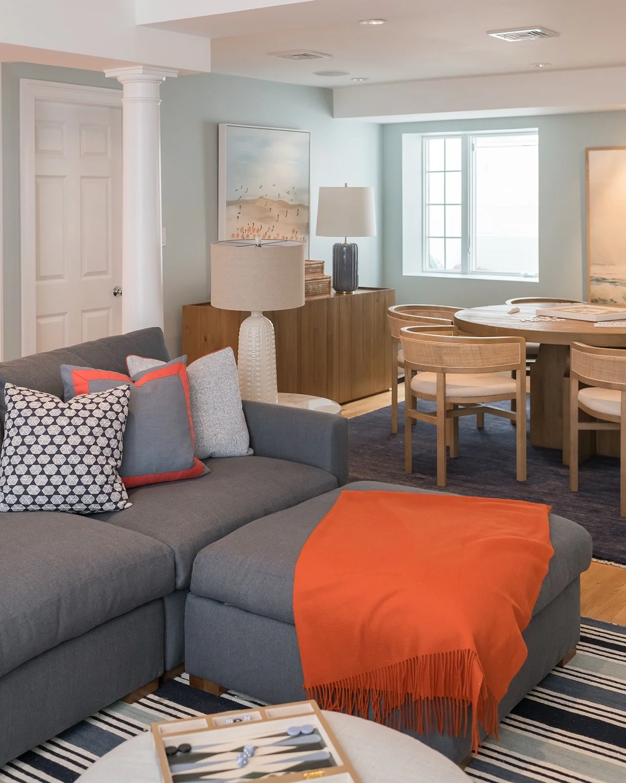 We have been designing a lot of bonus rooms lately, either unfinished third floors or underutilized lower levels.  This project is located in the lower level of our client&rsquo;s home which at first felt dark, cold and uninviting.  The solution was 