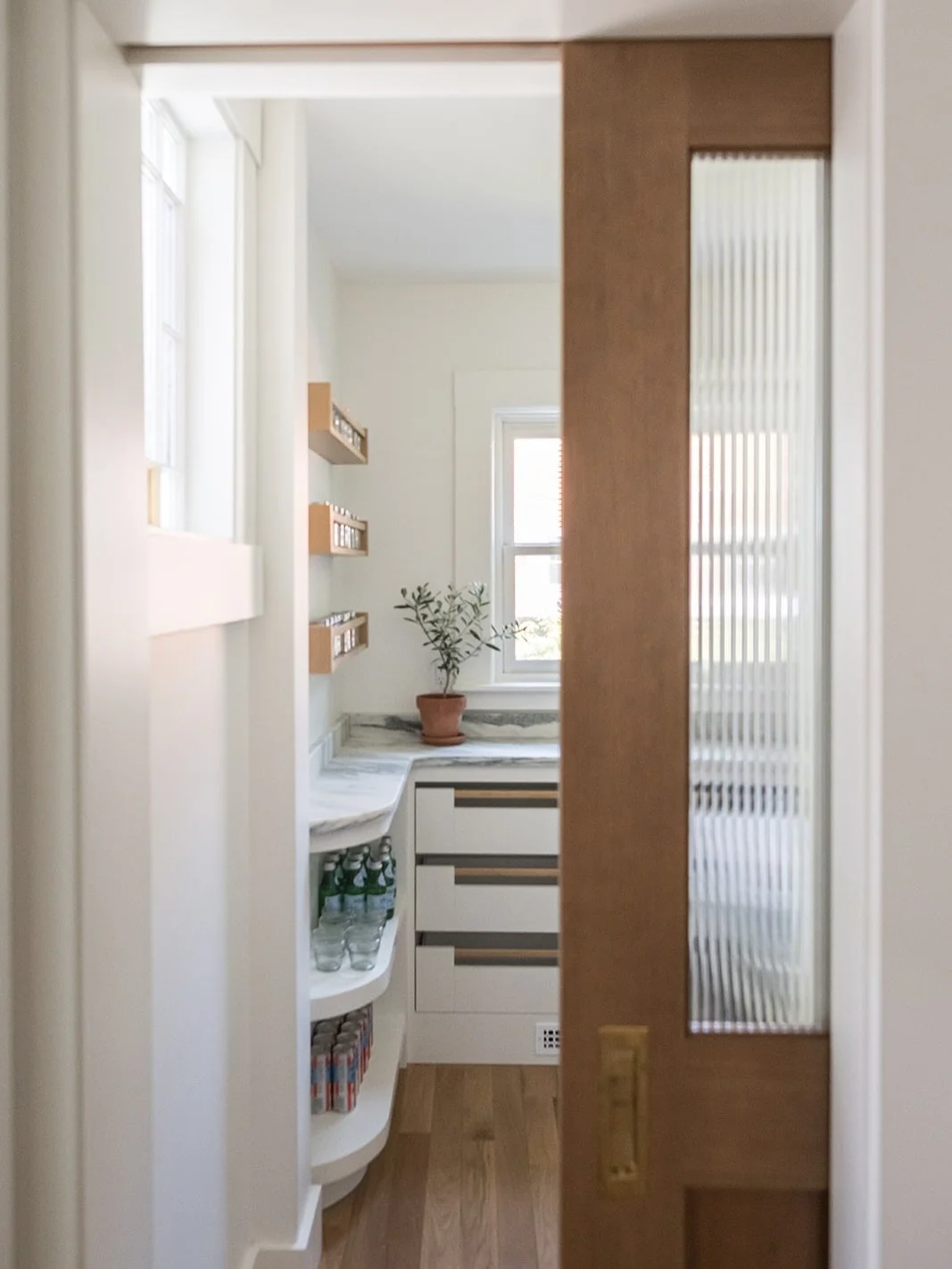 And here is the pantry! The original pantry was divided into two small sections by an old doorway making it feel smaller than it really was. @jodigould_kitchenandbath immediately saw what I couldn&rsquo;t see and suggested removing the dividing doorw