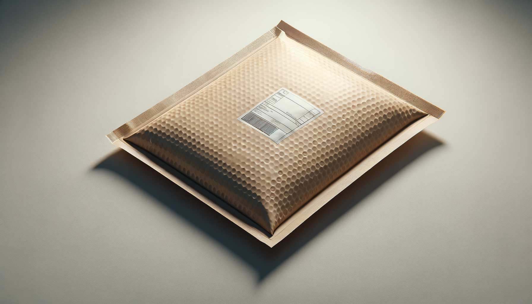 A sealed package with a temperature-sensitive label on top, placed on a plain surface.