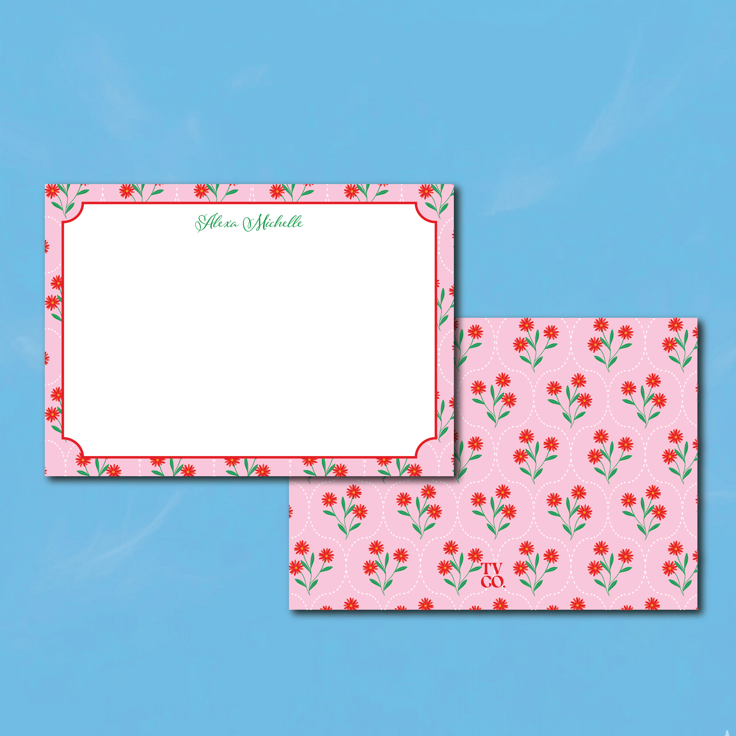 The Poppy  Flat Note Card | Personalized Stationery