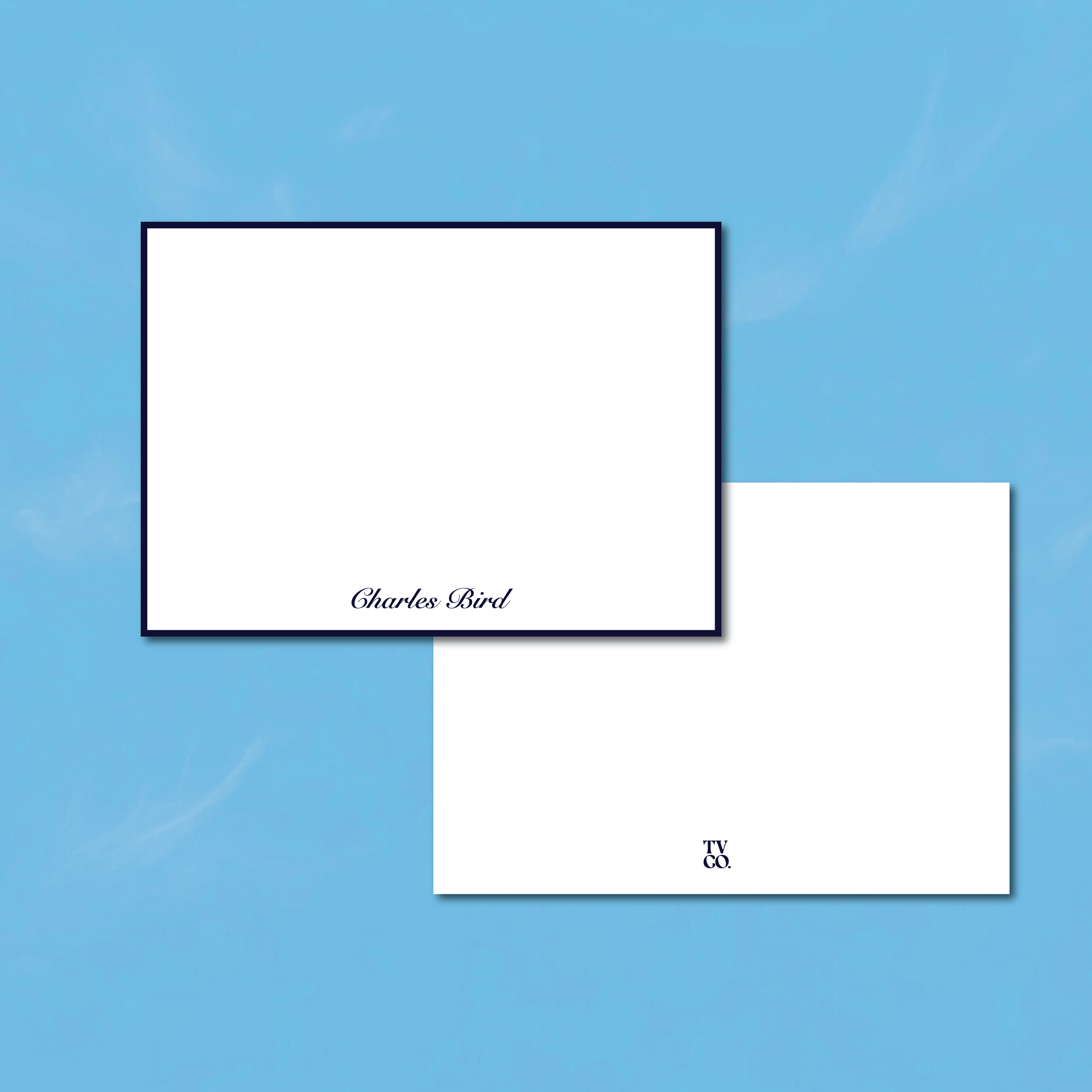 The Classic Navy Flat Note Card | Personalized Stationery
