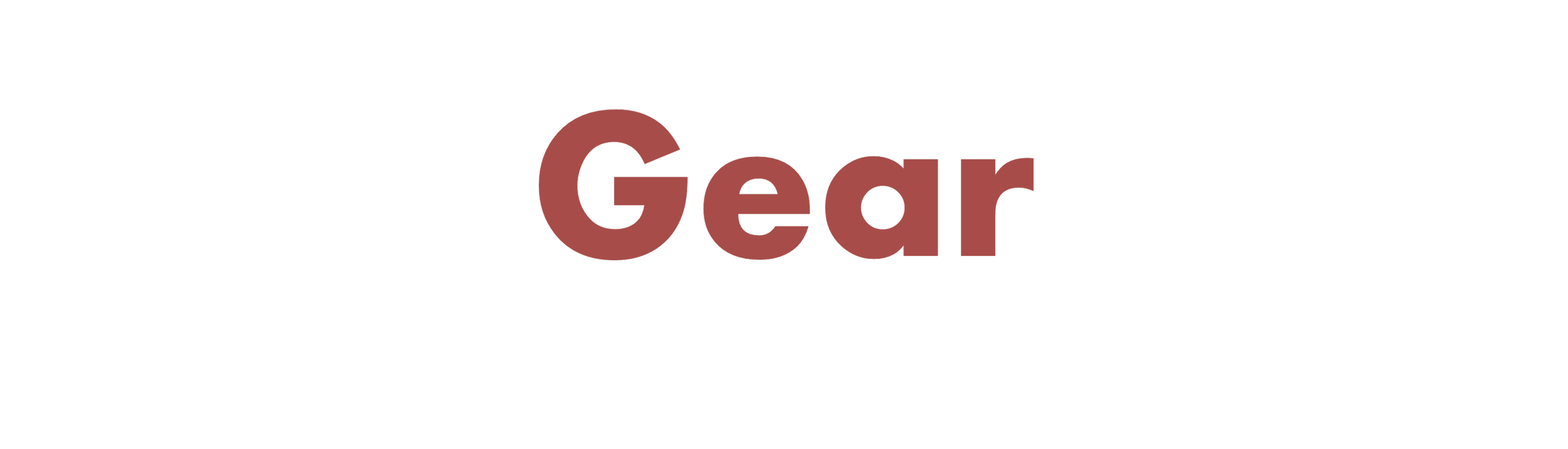 Text graphic with a black background and the word 'Gear' in large, red letters.