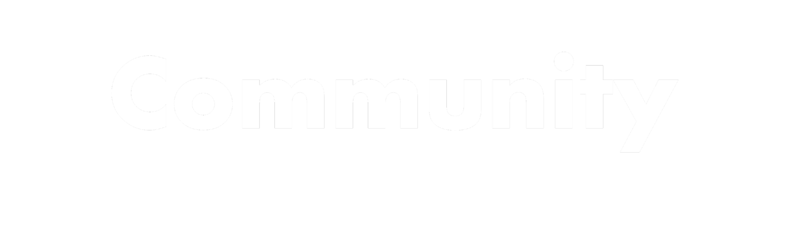 White word 'Community' on a black background