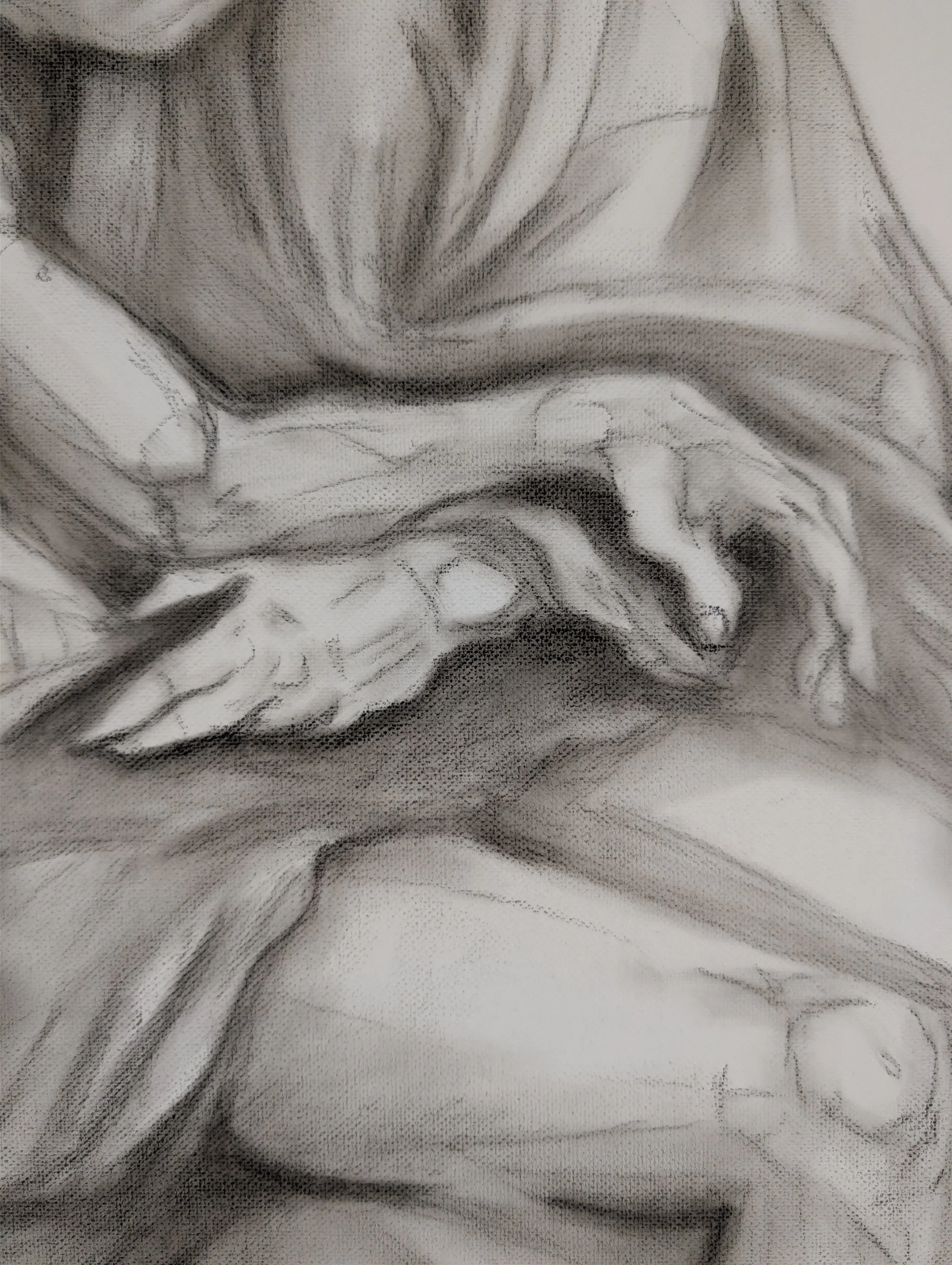 The Pieta - Three Days Series - Detail - Charcoal on Canvas