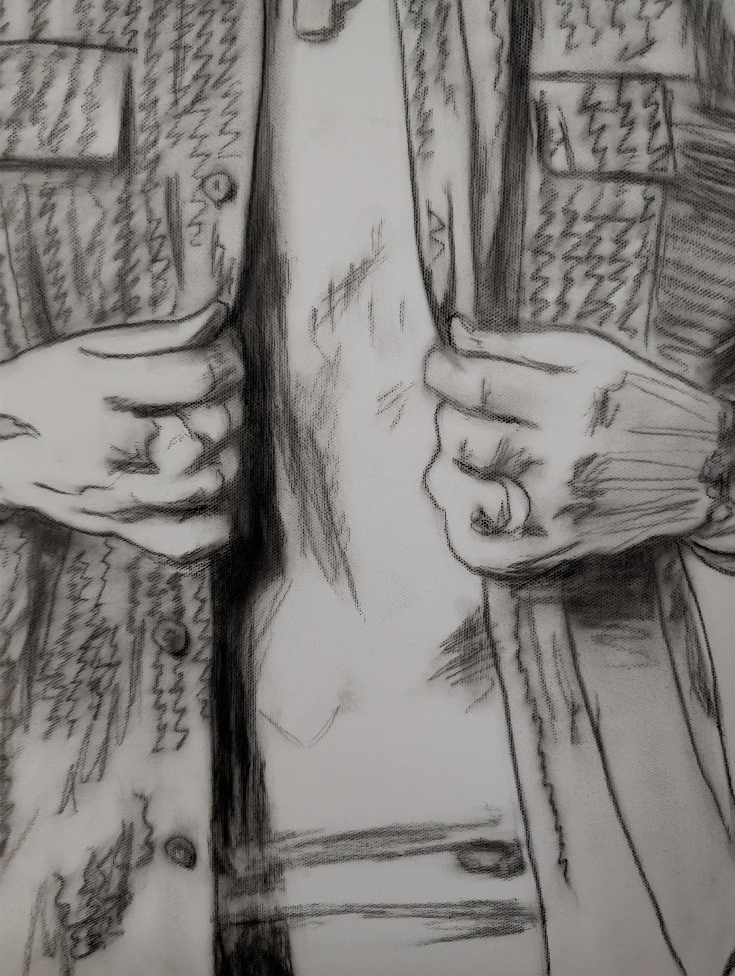 Commission Piece - Tyler Braden - Detail - Charcoal on Canvas
