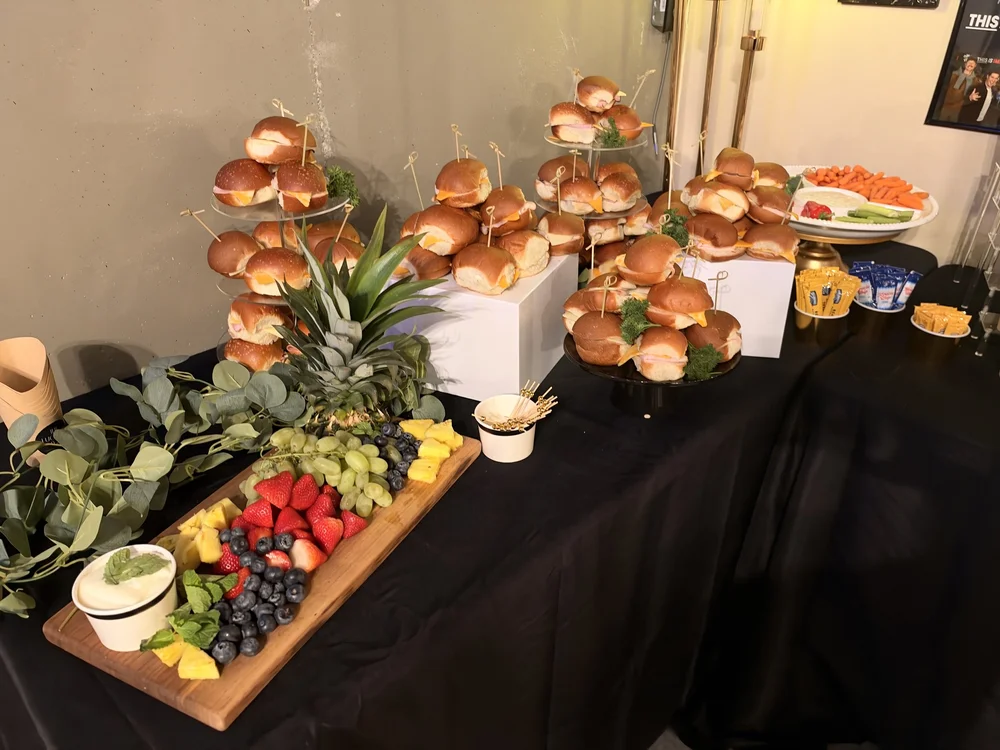 Charcuterie and slider display at the vow renewal