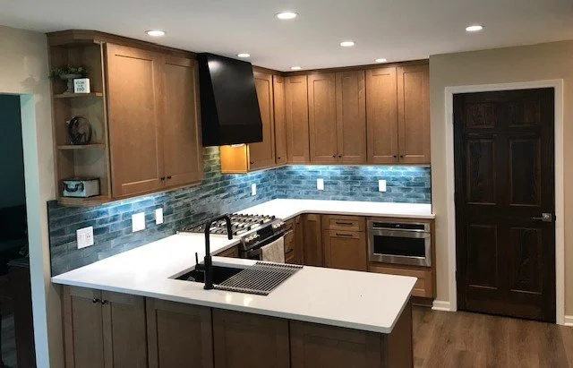 Custom kitchen remodel with modern cabinetry and countertops