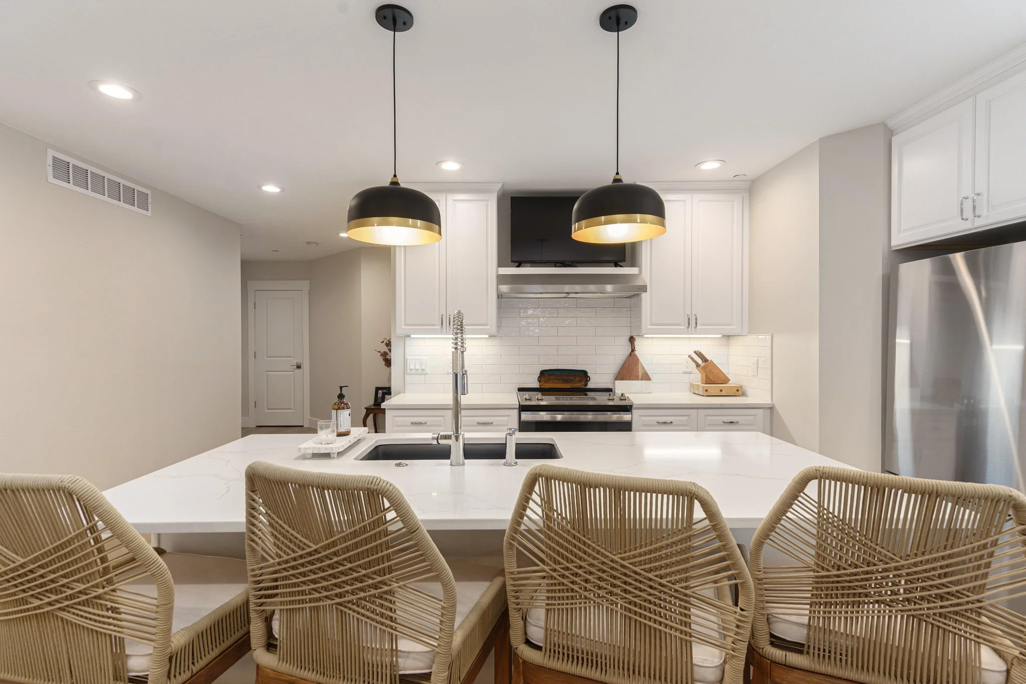Custom kitchen remodel with modern cabinetry and countertops
