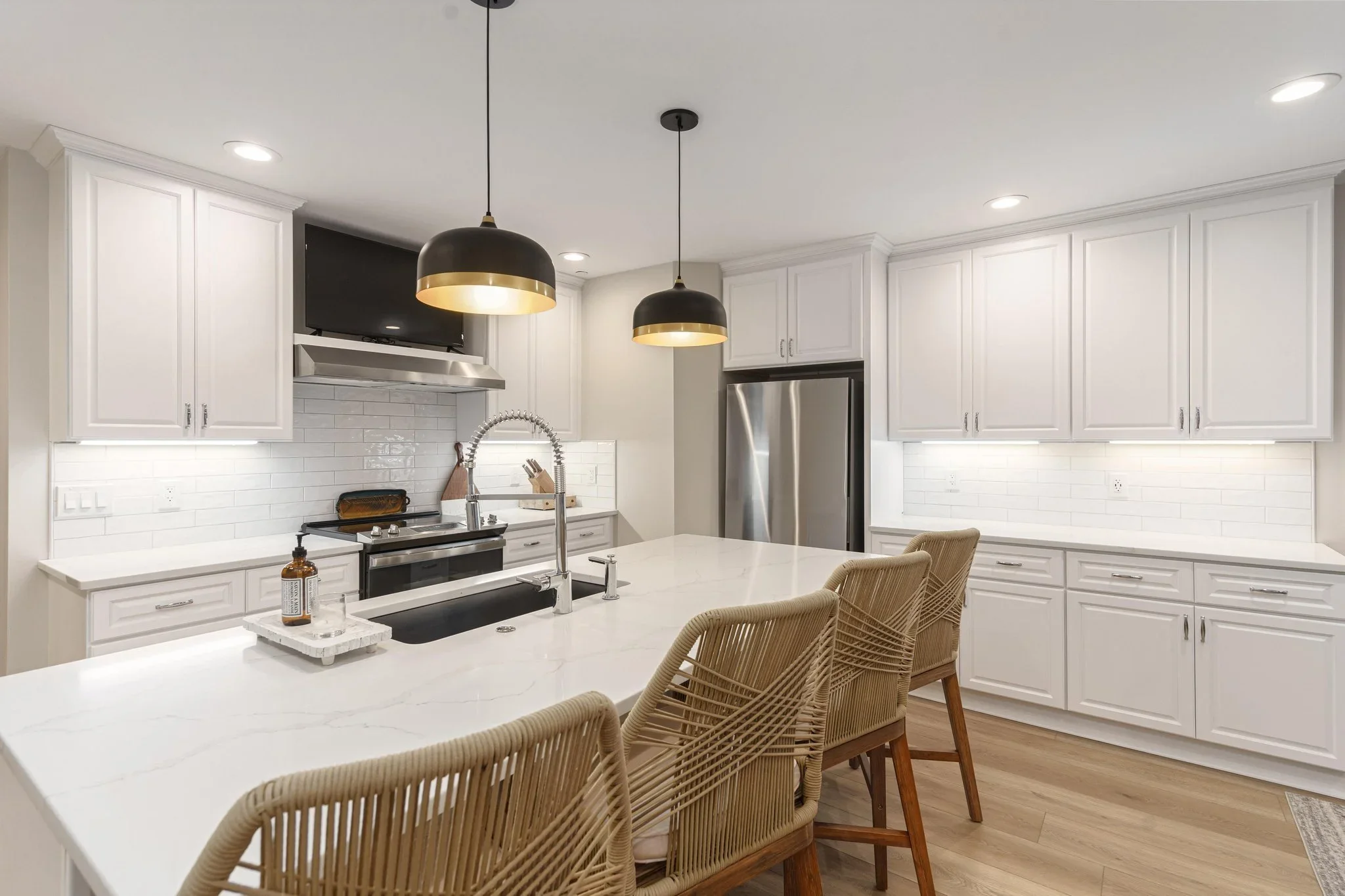 Custom kitchen remodel with modern cabinetry and countertops