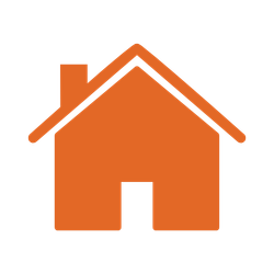 Icon of a simple house with a chimney, in orange color.