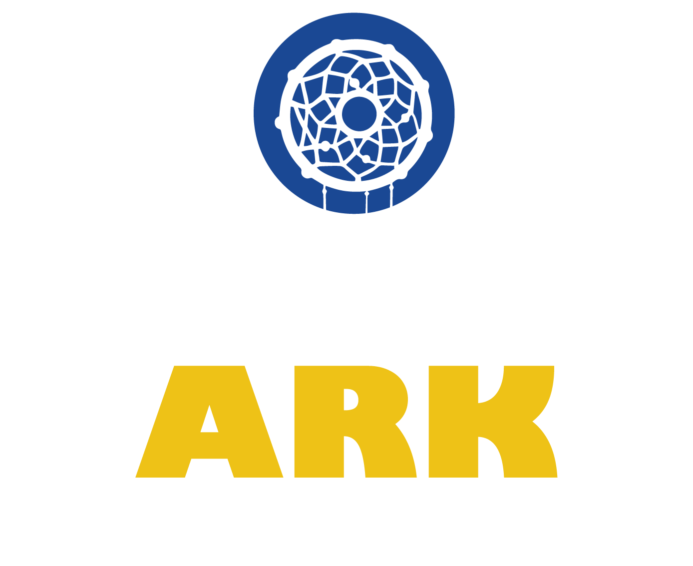 Logo with a blue dreamcatcher icon above the words 'ARK' in large yellow letters and the phrase 'Acts of Random Kindness' in white underneath.