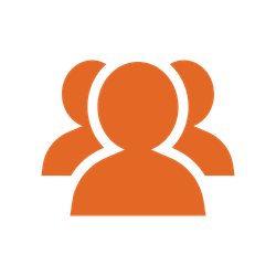 Icon of three orange people silhouettes with a black background