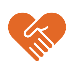 Illustration of two hands forming a heart shape, shaking hands inside the heart