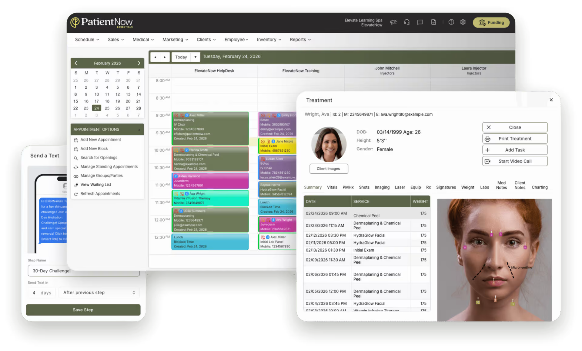 Screenshots from PatientNow, via PatientNow.com