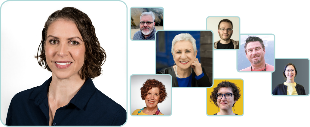 Headshots of Forge Harmonic CEO Danielle Cooley and of 7 of the Partner Practitioners who have been past collaborators.