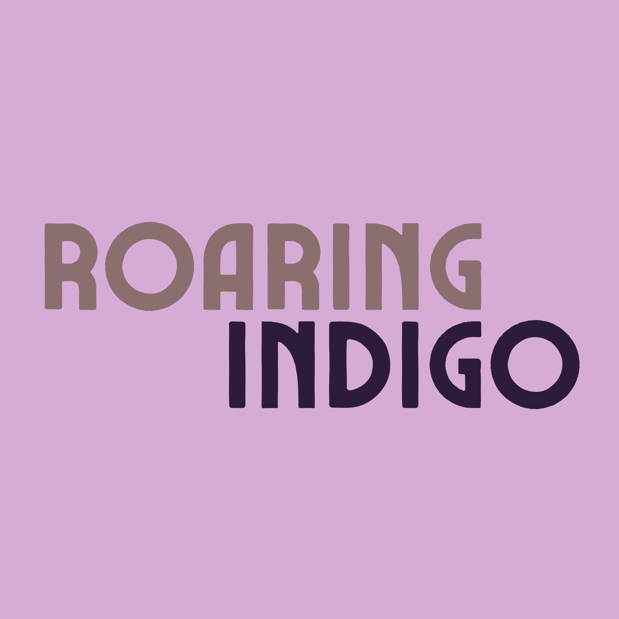 Text reading "Roaring Indigo"